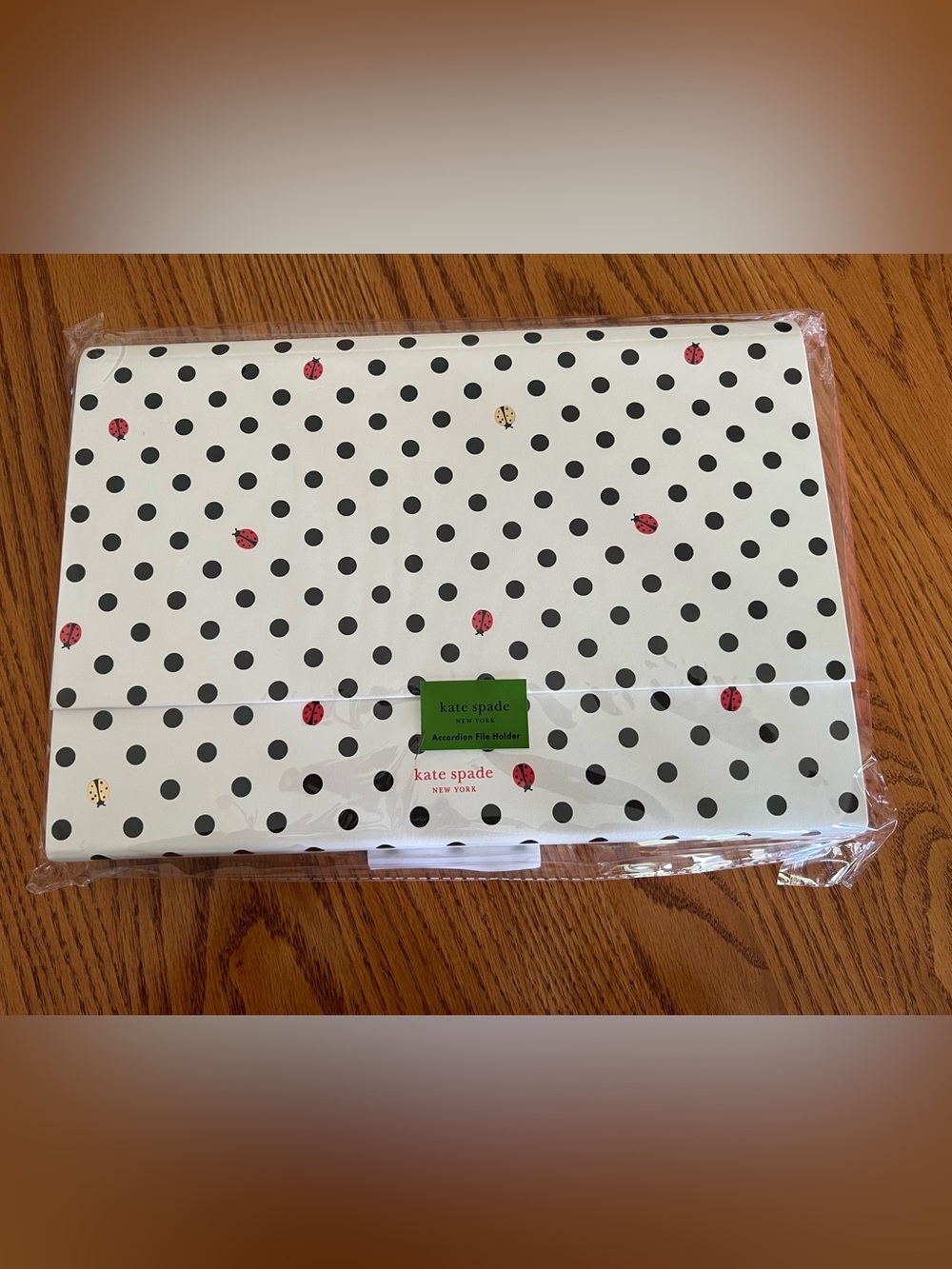 Kate Spade White Polka Dot Ladybug Accordion File Organizer